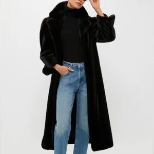 Tuckernuck Long Faux-Fur Coat in Black